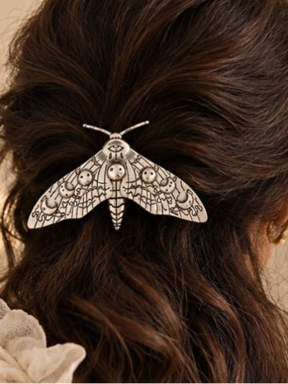 Silver Moth Hair Clip Celestial Wing Hair Barrette Vintage Hair Accessory